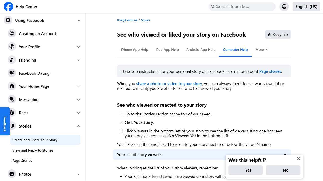 See who viewed or liked your story on Facebook Facebook Help Center